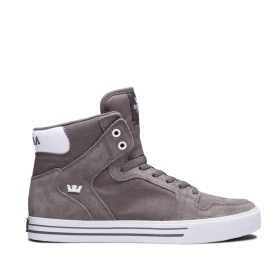 Womens Supra High Top Shoes VAIDER Charcoal/white | AU-62735